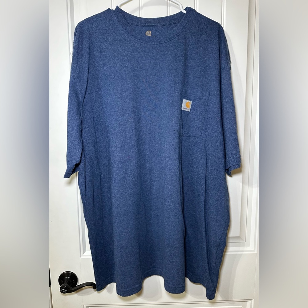 Carhartt Original Fit T-Shirt Men 2XL Blue Front Pocket Work Casual Outdoor